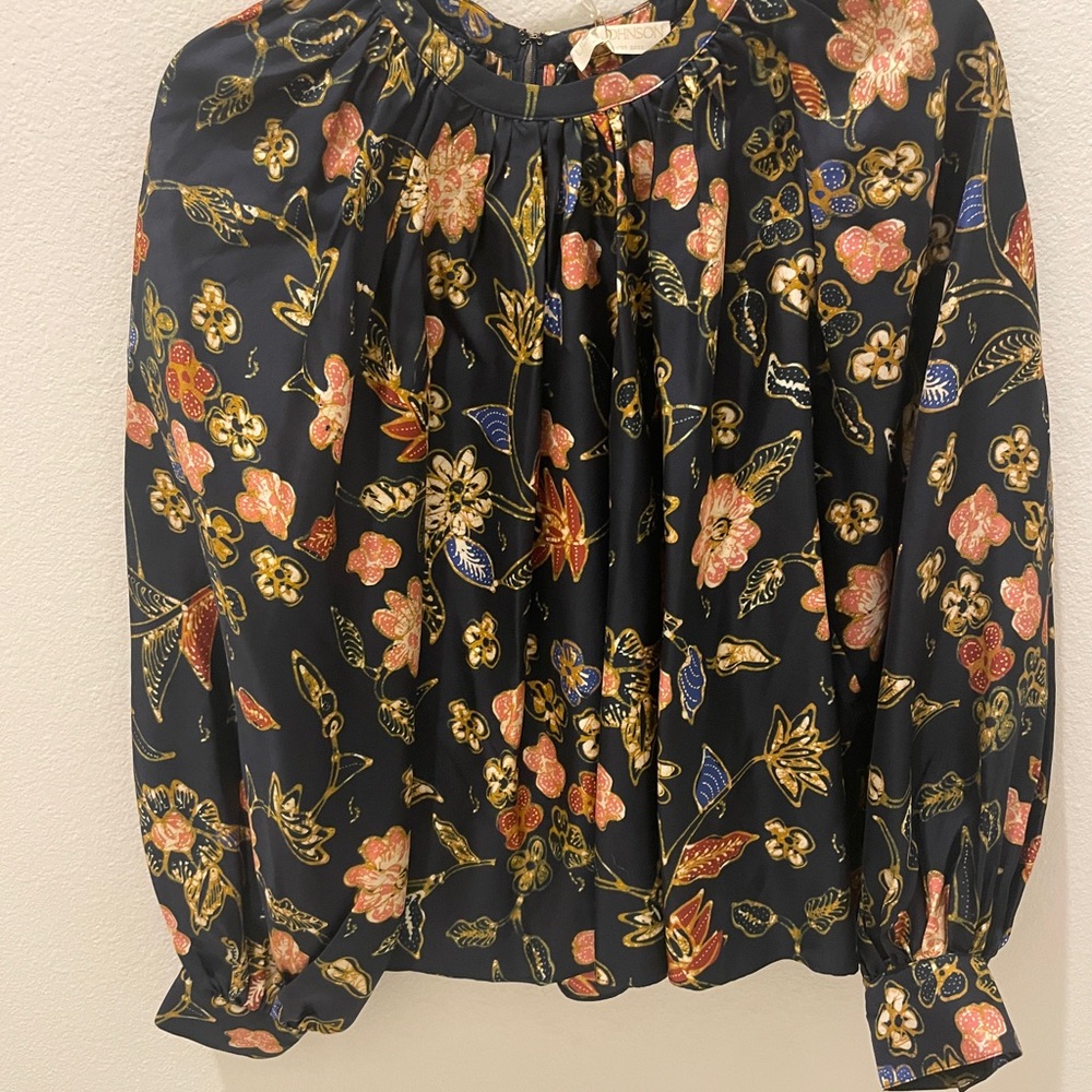 Floral Print Women's Top navy size 6 Ulla Johnson